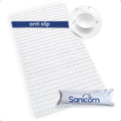 Merkloos Douchemat - Badmat Antislip - Antislipmat Douche - Antislipmat Bad - ​​Schimmelbestendig - Met Zuignappen - Wasbaar - Wit