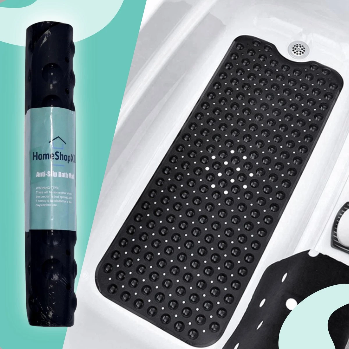 The Original - Badmat Antislip - Zwart - 100x40cm - Antislipmat Douchemat Voor Bad & Douche - Anti Slip Mat Met Zuignappen 3 The Original - Badmat Antislip - Zwart - 100x40cm - Antislipmat Douchemat Voor Bad & Douche - Anti Slip Mat Met Zuignappen - Afbeelding 3