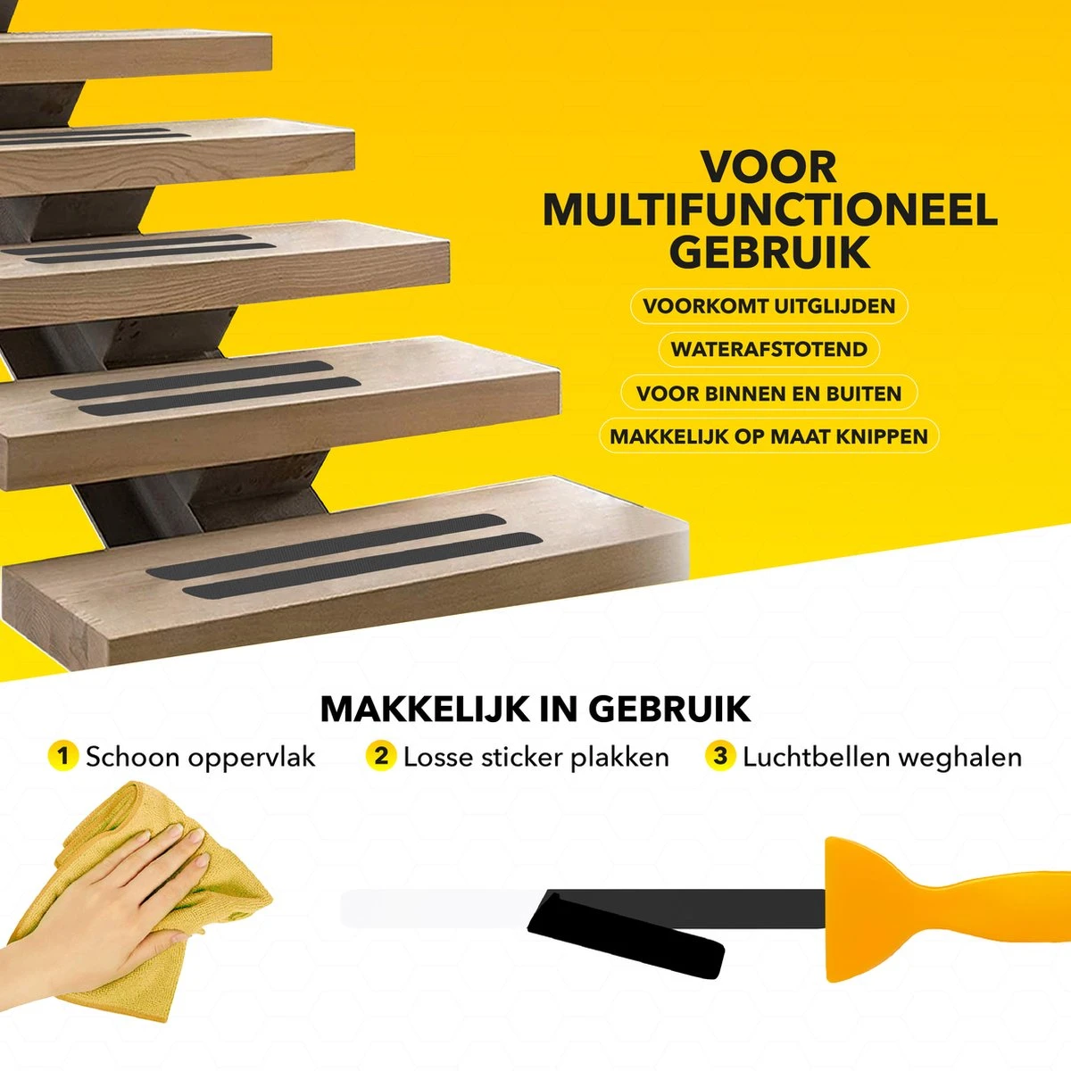 RX Goods 25 Stuks Zelfklevende Anti Slip Strips Stickers – 2 Cm X 20 Cm - Met Schraper – Zwarte Antislip Tape 2 RX Goods 25 Stuks Zelfklevende Anti Slip Strips Stickers – 2 Cm X 20 Cm - Met Schraper – Zwarte Antislip Tape - Afbeelding 2