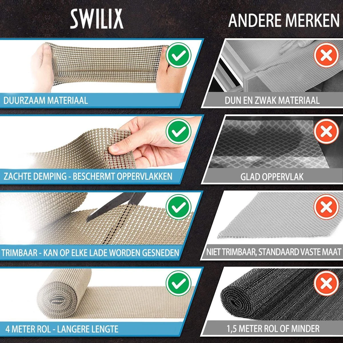 SWILIX ® Antislipmat Voor Kasten En Lades, Douchemat - Badkamermat - Badmat, Dienblad, Vloer - 4 Meter Rol - Anti Slip Mat - 400 X 30 Cm - Beige 8 SWILIX ® Antislipmat Voor Kasten En Lades, Douchemat - Badkamermat - Badmat, Dienblad, Vloer - 4 Meter Rol - Anti Slip Mat - 400 X 30 Cm - Beige - Afbeelding 8