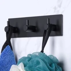 Merkloos Handdoekhaakjes - 3 In 1 Handdoekhaak - Wandhaak - Muurhaak - Zwart -Badkamer Kast Winkel 1200x1200 409