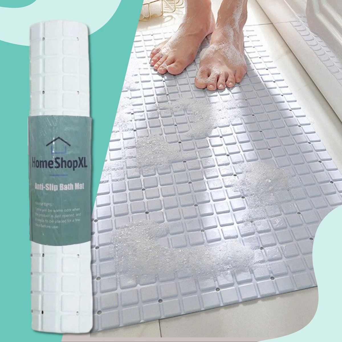 The Original - Douchemat Antislip - Wit - 70x40cm - Antislipmat Badmat Voor Bad & Douche - Anti Slip Mat Met Zuignappen 2 The Original - Douchemat Antislip - Wit - 70x40cm - Antislipmat Badmat Voor Bad & Douche - Anti Slip Mat Met Zuignappen - Afbeelding 2