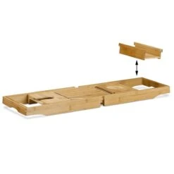 IVOL Badplank Bamboe - Badplank Hout Met Badrek Houders - Uitschuifbaar - 75 Tot 110 Cm -Badkamer Kast Winkel 1200x1200 41