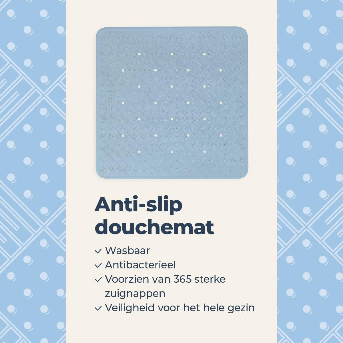 Douchemat Antislip Blauw - 53 X 53 Cm - Antislipmat Douche - Badmat 4 Douchemat Antislip Blauw - 53 X 53 Cm - Antislipmat Douche - Badmat - Afbeelding 4