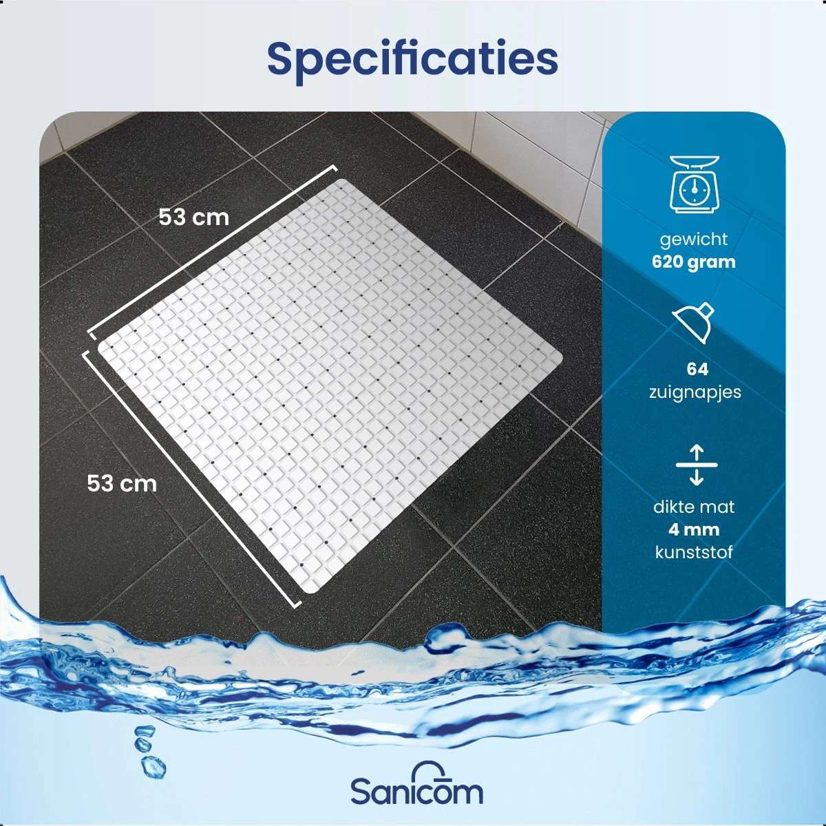 Merkloos Douchemat - Antislip Mat - Antislipmat Douche - Badmat - Schimmelbestendig - Met Zuignappen - Wasbaar - Wit 4 Merkloos Douchemat - Antislip Mat - Antislipmat Douche - Badmat - Schimmelbestendig - Met Zuignappen - Wasbaar - Wit - Afbeelding 4