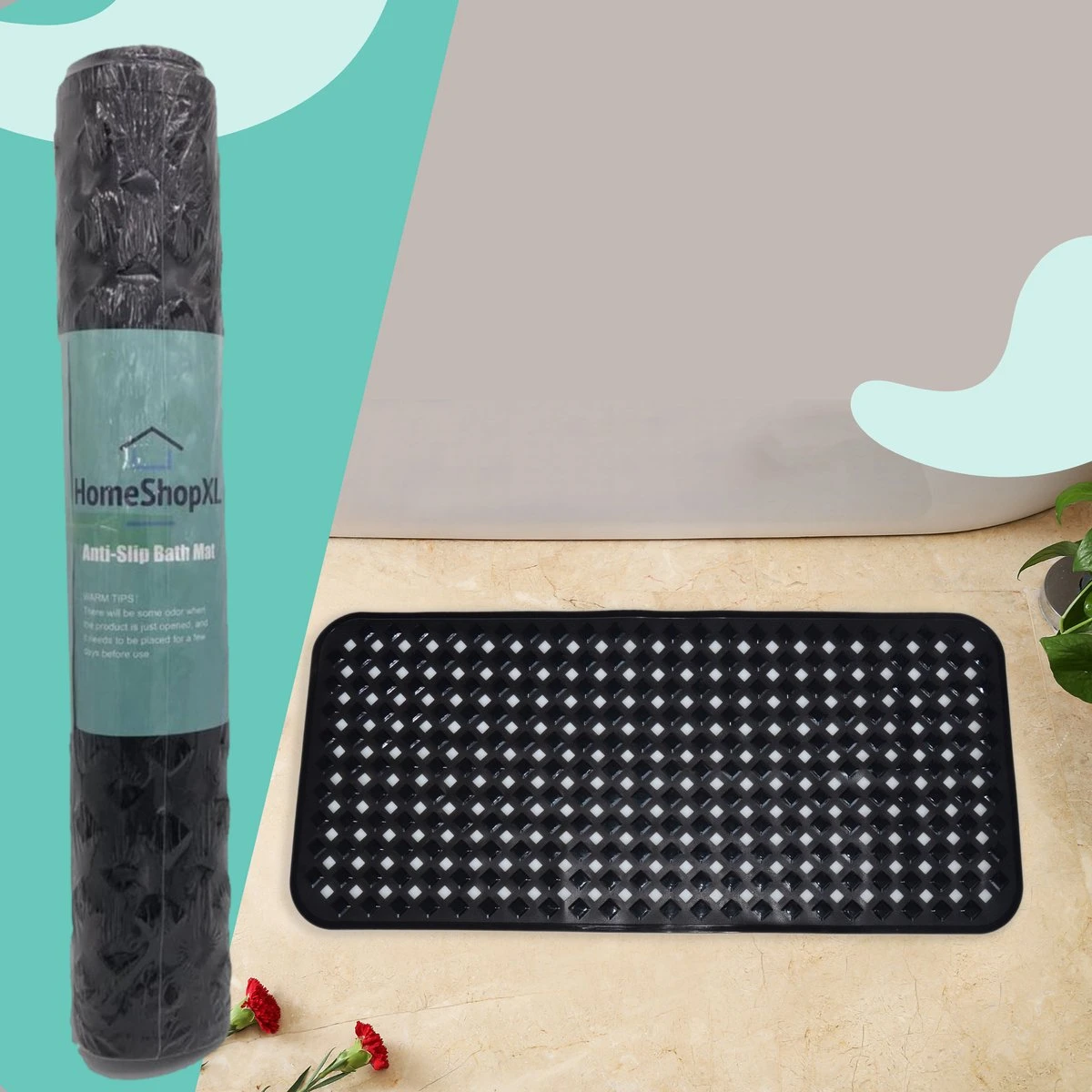 The Original - Douchemat Antislip - Zwart - 88x40cm - Antislipmat Badmat Voor Bad & Douche - Anti Slip Mat Met Zuignappen 2 The Original - Douchemat Antislip - Zwart - 88x40cm - Antislipmat Badmat Voor Bad & Douche - Anti Slip Mat Met Zuignappen - Afbeelding 2