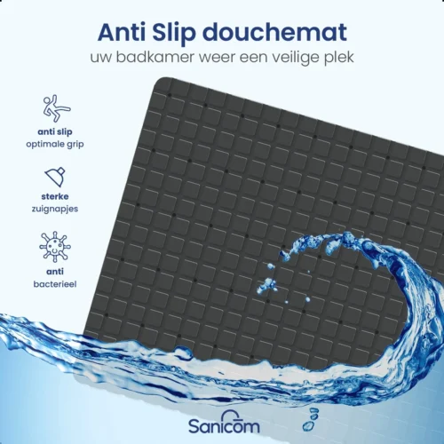 Merkloos Douchemat - Antislip Mat - Antislipmat Douche - Badmat - ​​Schimmelbestendig - Met Zuignappen - Wasbaar - Zwart -Badkamer Kast Winkel 1200x1200 4158