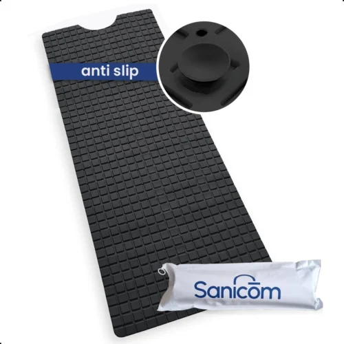 Merkloos Badmat Antislip - Douchemat - Antislipmat Bad - Antislipmat Douche - Schimmelbestendig - Met Zuignappen - Wasbaar - Zwart