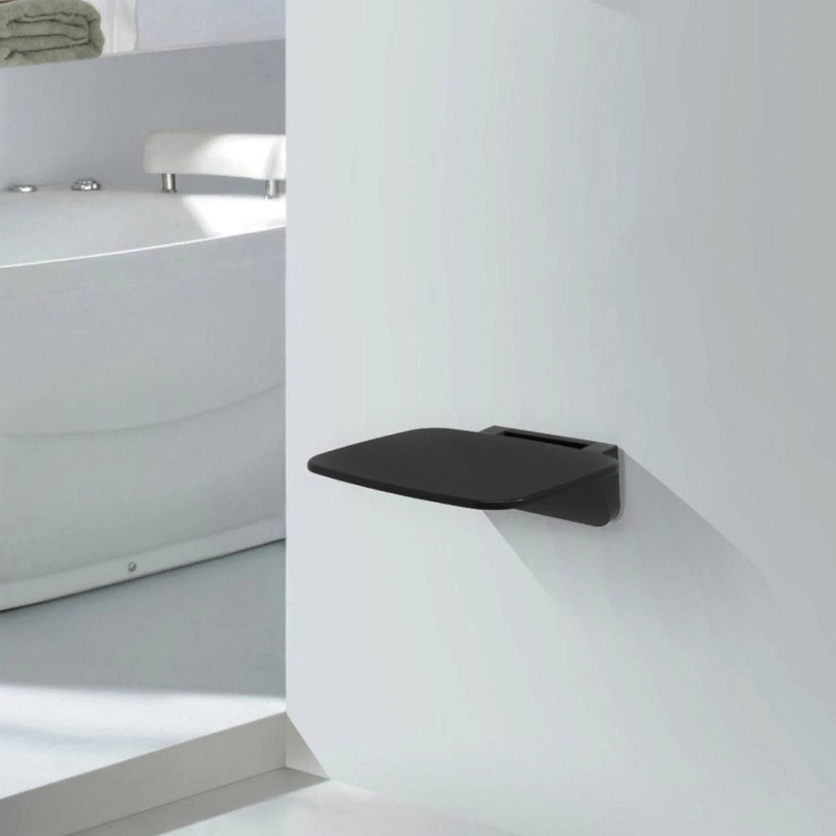 Wiesbaden Serva Douchestoel Wandmontage Opklapbaar - Zwart 9 Wiesbaden Serva Douchestoel Wandmontage Opklapbaar - Zwart - Afbeelding 9