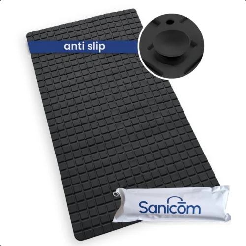 Merkloos Douchemat - Badmat Antislip - Antislipmat Douche - Antislipmat Bad - Schimmelbestendig - Met Zuignappen - Wasbaar - Zwart