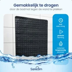 Merkloos Douchemat - Badmat Antislip - Antislipmat Douche - Antislipmat Bad - ​​Schimmelbestendig - Met Zuignappen - Wasbaar - Zwart -Badkamer Kast Winkel 1200x1200 4224