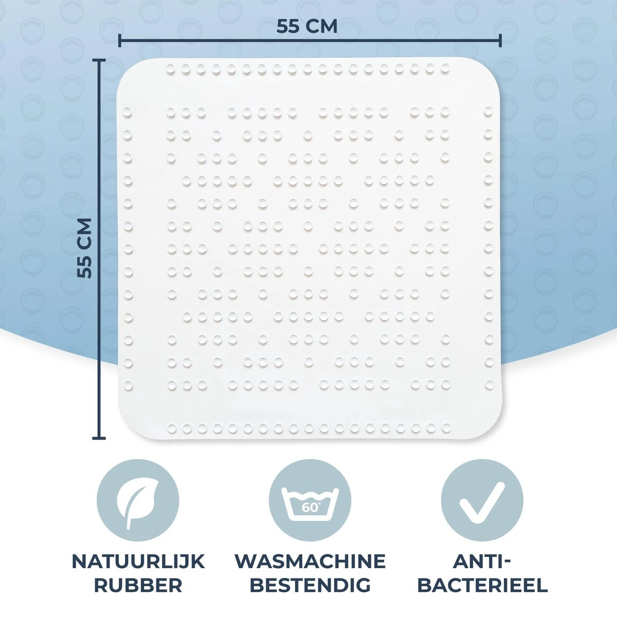 Douchemat Antislip Wit - 55 X 55 Cm - Antislipmat Douche - Badmat 3 Douchemat Antislip Wit - 55 X 55 Cm - Antislipmat Douche - Badmat - Afbeelding 3