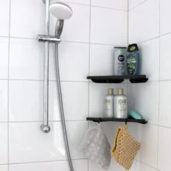 Vannons - Doucherek - Doucherek Hangend - Doucheplankje - Metaal - Set Van 2 - Zwart -Badkamer Kast Winkel 1200x1200 425