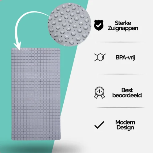The Original - Douchemat Antislip - Grijs - 70x40cm - Antislipmat Badmat Voor Bad & Douche - Anti Slip Mat Met Zuignappen 13 The Original - Douchemat Antislip - Grijs - 70x40cm - Antislipmat Badmat Voor Bad & Douche - Anti Slip Mat Met Zuignappen -Badkamer Kast Winkel 1200x1200 4256