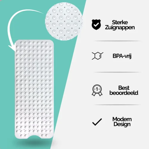 The Original - Badmat Antislip - Wit - 100x40cm - Antislipmat Douchemat Voor Bad & Douche - Anti Slip Mat Met Zuignappen -Badkamer Kast Winkel 1200x1200 4272