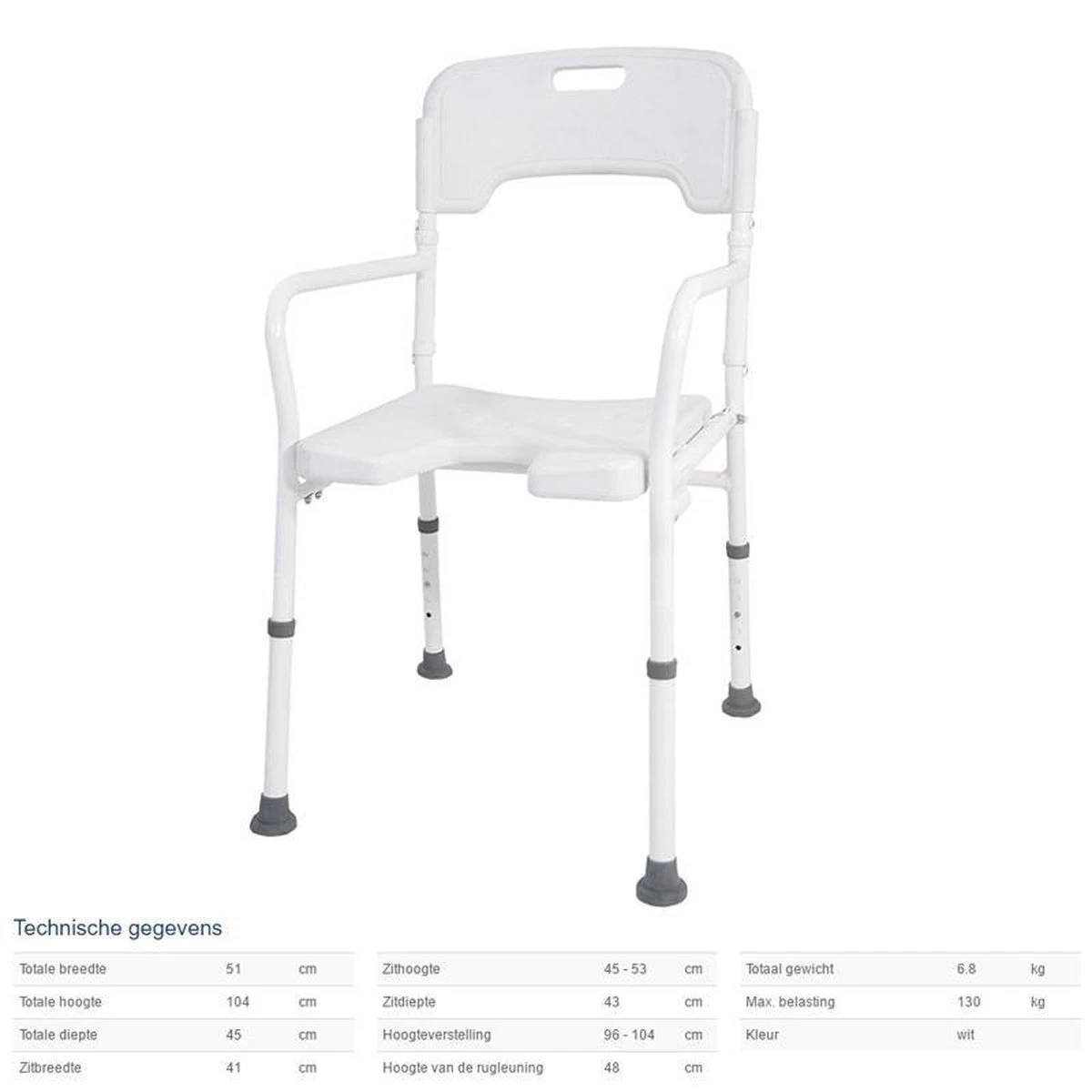 Drive Douchestoel Dsf 130 Opvouwbaar - Hygiene Uitsparing 3 Drive Douchestoel Dsf 130 Opvouwbaar - Hygiene Uitsparing - Afbeelding 3