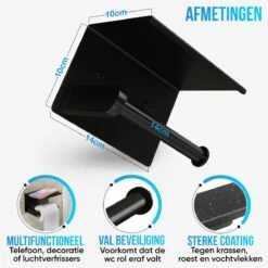 Strex WC Rolhouder Met Plankje - Zwart - Zelfklevend / Boren / Zonder Boren - Toiletrolhouder - WC Papier Houder -Badkamer Kast Winkel 1200x1200 431