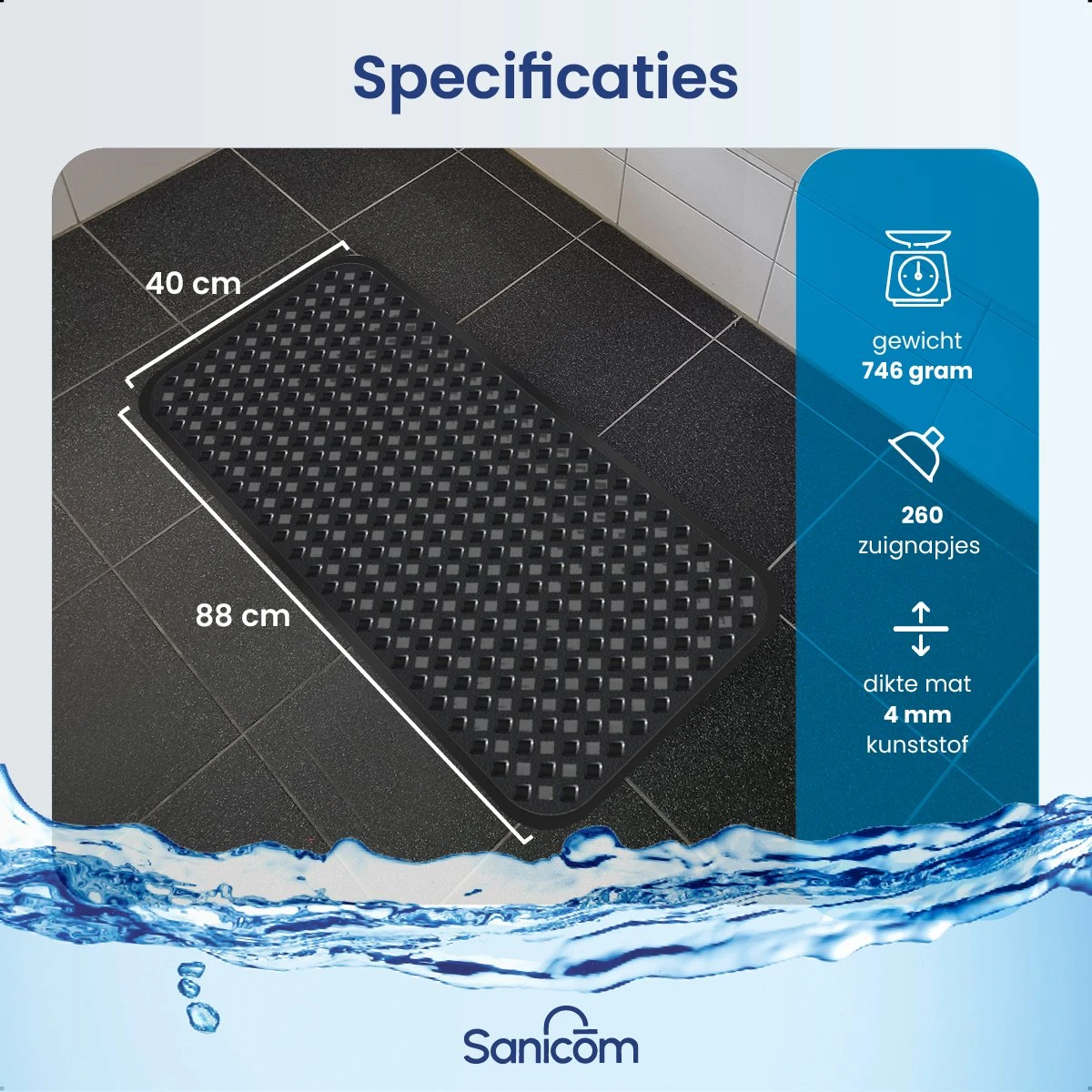 Merkloos Badmat Antislip - Douchemat - Antislipmat Bad - Antislipmat Douche - Schimmelbestendig - Met Zuignappen - Wasbaar - Zwart 6 Merkloos Badmat Antislip - Douchemat - Antislipmat Bad - Antislipmat Douche - Schimmelbestendig - Met Zuignappen - Wasbaar - Zwart - Afbeelding 6