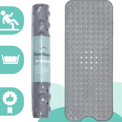 The Original - Badmat Antislip - Grijs - 100x40cm - Antislipmat Douchemat Voor Bad & Douche - Anti Slip Mat Met Zuignappen