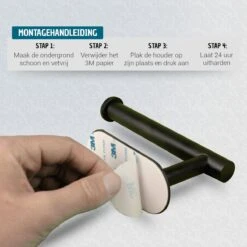 Vannons - Toiletrolhouder - WC Rolhouder Zwart Zonder Boren - Zelfklevend - WC Rol Houder RVS - Zwart -Badkamer Kast Winkel 1200x1200 454