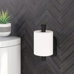 Vannons - Toiletrolhouder - WC Rolhouder Zwart Zonder Boren - Zelfklevend - WC Rol Houder RVS - Zwart -Badkamer Kast Winkel 1200x1200 456