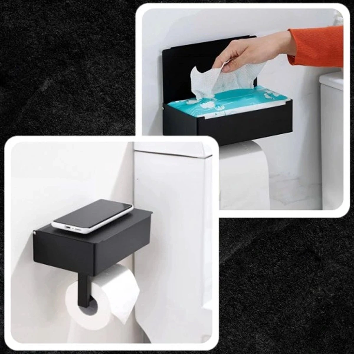 Toiletrolhouder - Plankje & Bakje - Planchet Opbergruimte - WC Rolhouder - Zelfklevend Of Borend - RVS - Waterbestendig - Rheme 7 Toiletrolhouder - Plankje & Bakje - Planchet Opbergruimte - WC Rolhouder - Zelfklevend Of Borend - RVS - Waterbestendig - Rheme - Afbeelding 7