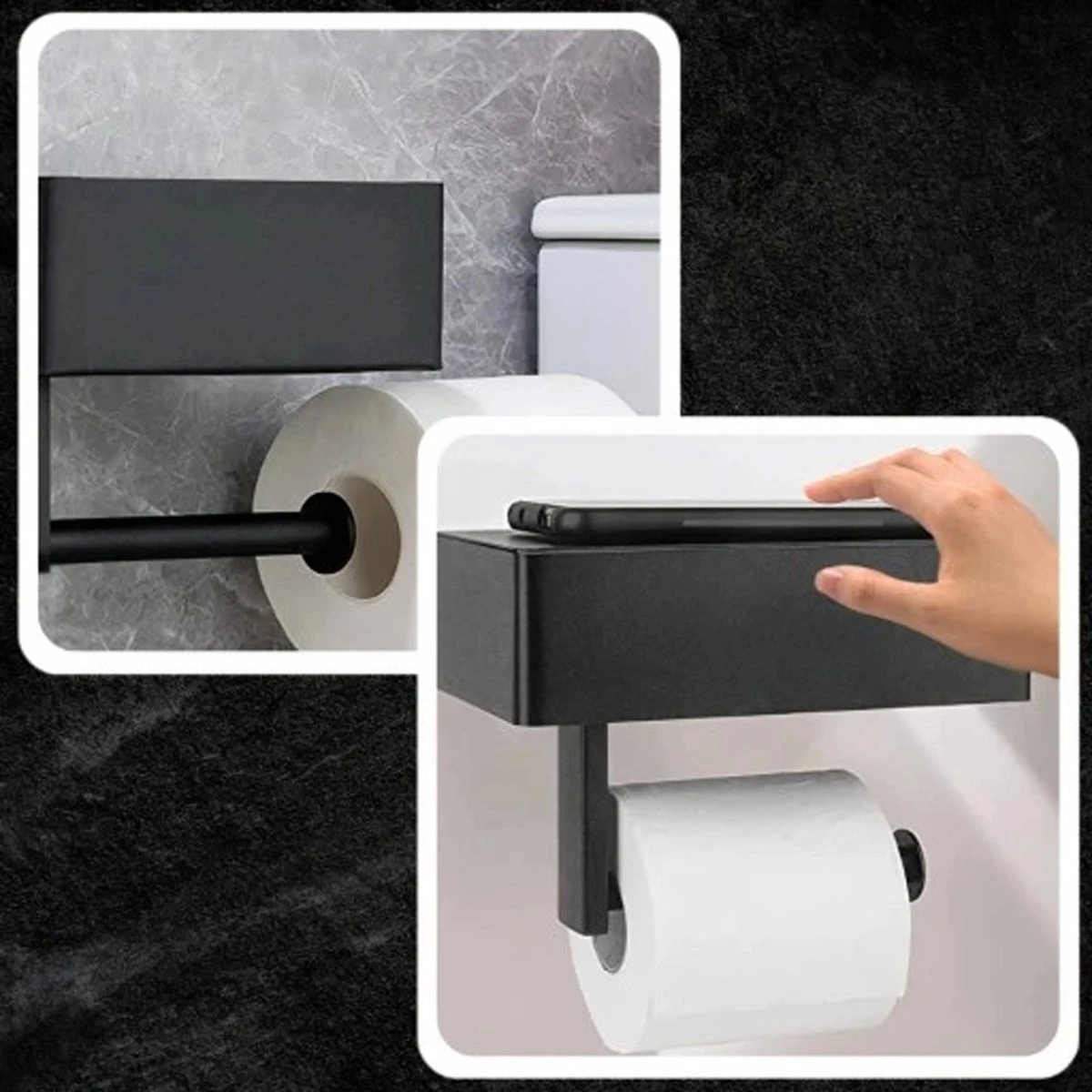 Toiletrolhouder - Plankje & Bakje - Planchet Opbergruimte - WC Rolhouder - Zelfklevend Of Borend - RVS - Waterbestendig - Rheme 9 Toiletrolhouder - Plankje & Bakje - Planchet Opbergruimte - WC Rolhouder - Zelfklevend Of Borend - RVS - Waterbestendig - Rheme - Afbeelding 9