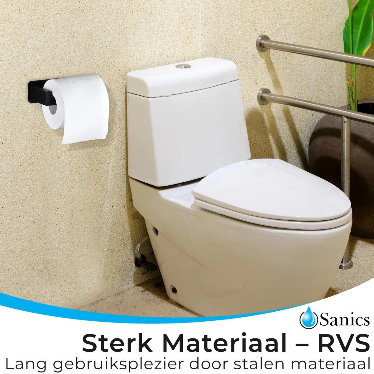 Sanics WC Rolhouder Zonder Boren - Toiletrolhouder Zelfklevend - Closetrolhouder Zwart/RVS 7 Sanics WC Rolhouder Zonder Boren - Toiletrolhouder Zelfklevend - Closetrolhouder Zwart/RVS - Afbeelding 7