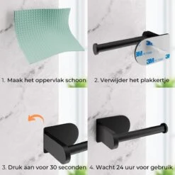 Nevana Toiletrolhouder - WC Rolhouder - Toiletpapier - Papier Rol Houder - Zelfklevend - Zonder Boren - Zwart - RVS -Badkamer Kast Winkel 1200x1200 589
