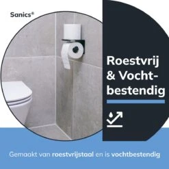 Sanics WC Rolhouder Zwart – Toiletrolhouder Zonder Boren – Met Plankje - Zelfklevend - RVS -Badkamer Kast Winkel 1200x1200 598