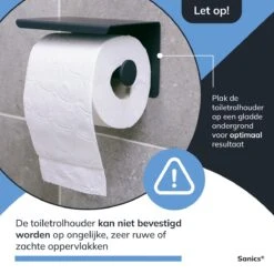 Sanics WC Rolhouder Zwart – Toiletrolhouder Zonder Boren – Met Plankje - Zelfklevend - RVS -Badkamer Kast Winkel 1200x1200 599