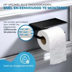 WITTS WC Rolhouder Met Plankje - Zelfklevend - Hoge Kwaliteit - Toiletrolhouder -Badkamer Kast Winkel 1200x1200 62