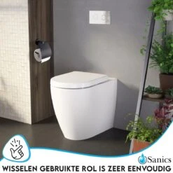 Sanics Toiletrolhouder Zwart Met Klep - WC Rolhouder RVS Inclusief Montage Set - Closetrolhouder -Badkamer Kast Winkel 1200x1200 625