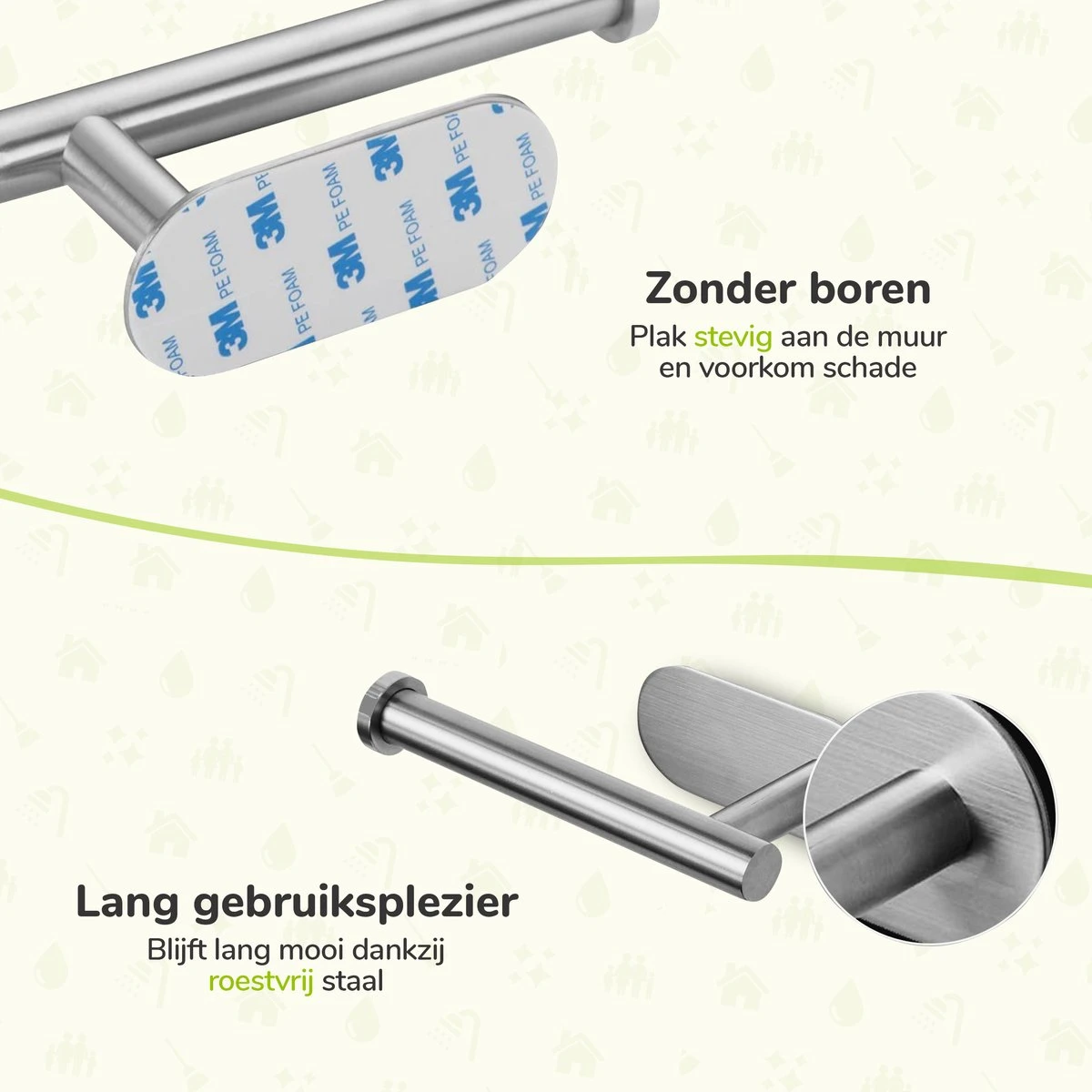 Toiletrolhouder Zonder Boren - Zilver - RVS WC Rolhouder Zelfklevend 4 Toiletrolhouder Zonder Boren - Zilver - RVS WC Rolhouder Zelfklevend - Afbeelding 4
