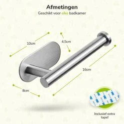 Toiletrolhouder Zonder Boren - Zilver - RVS WC Rolhouder Zelfklevend 15 Toiletrolhouder Zonder Boren - Zilver - RVS WC Rolhouder Zelfklevend -Badkamer Kast Winkel 1200x1200 664