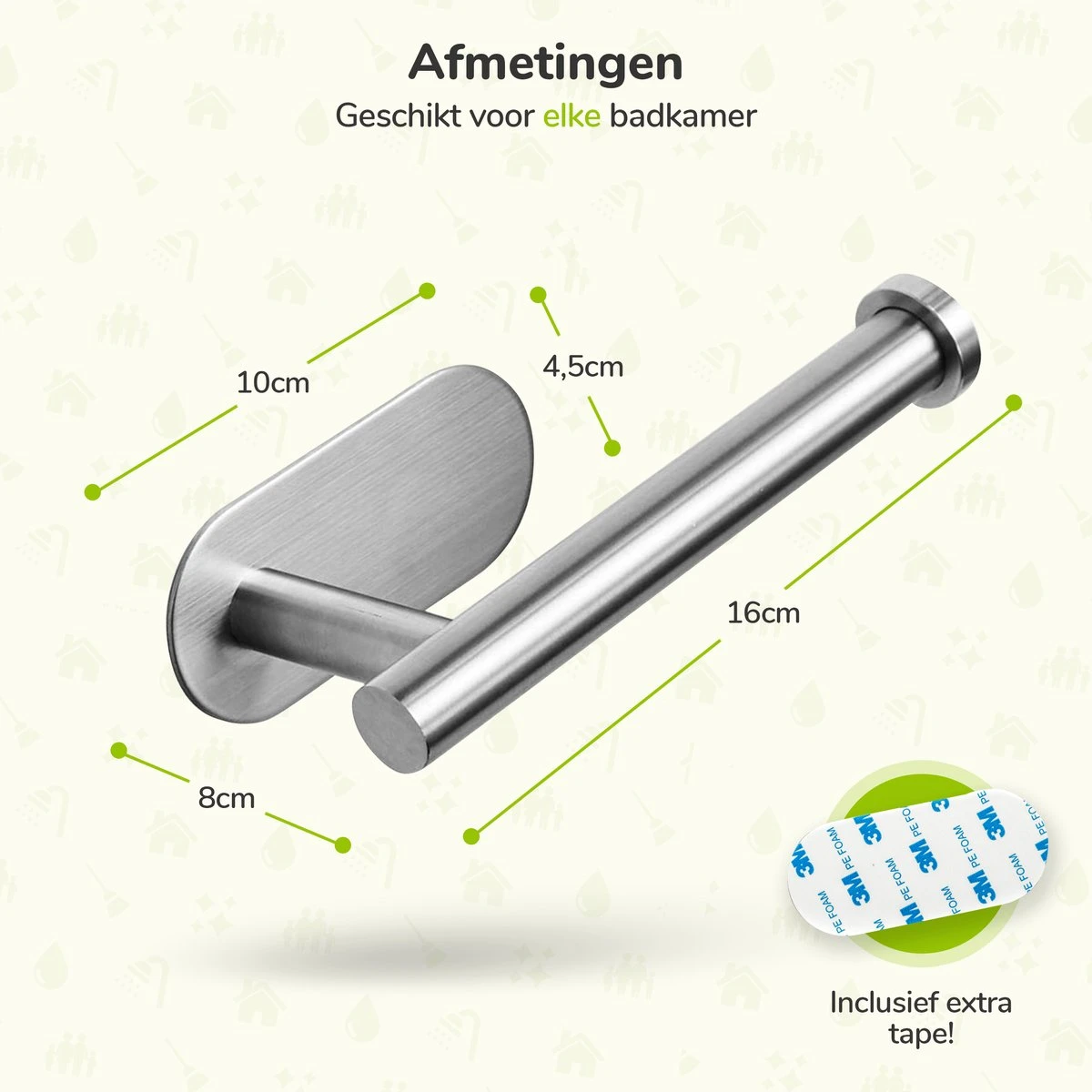 Toiletrolhouder Zonder Boren - Zilver - RVS WC Rolhouder Zelfklevend 7 Toiletrolhouder Zonder Boren - Zilver - RVS WC Rolhouder Zelfklevend - Afbeelding 7