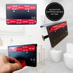 WC Rolhouder - Zelfklevend Toiletrolhouder Met Plankje - WC Papier Houder Zonder Boren - WC Rolhouder Met Plankje - Toiletrolhouder - Toiletrolhouder Zwart - Fienosa -Badkamer Kast Winkel 1200x1200 696