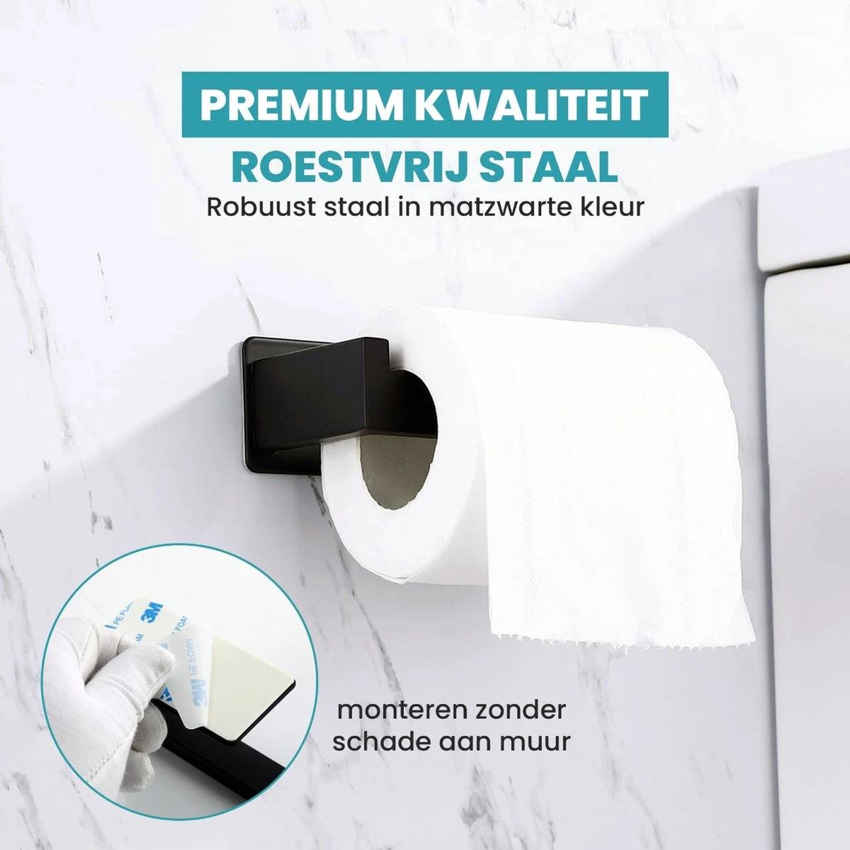 Merkloos Novalits - RVS Toiletrolhouder Zonder Boren - WC Rolhouder Zelfklevend - Inclusief RVS Handdoekhaakje - Zwart 2 Merkloos Novalits - RVS Toiletrolhouder Zonder Boren - WC Rolhouder Zelfklevend - Inclusief RVS Handdoekhaakje - Zwart - Afbeelding 2