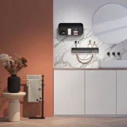 Sealskin Brix - Wandrek Met Handdoekrek - 55 Cm - Zwart -Badkamer Kast Winkel 1200x1200 779