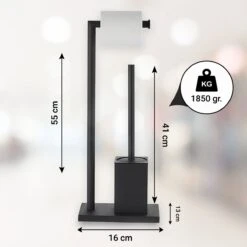 VDN Stainless Wc Rolhouder Staand - Wc Borstel Met Houder Zwart - Toiletrolhouder En Toiletborstel Met Houder - Vierkant - RVS - 2 In 1 -Badkamer Kast Winkel 1200x1200 81