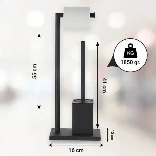 VDN Stainless Wc Rolhouder Staand - Wc Borstel Met Houder Zwart - Toiletrolhouder En Toiletborstel Met Houder - Vierkant - RVS - 2 In 1 -Badkamer Kast Winkel 1200x1200 81