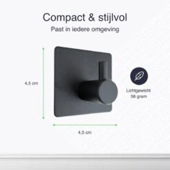 Eavy Set Van 2 Handdoekhaakjes – Zelfklevend – Zelfklevende Haakjes – Wandhaak – Plakhaakjes – RVS – Zwart - Inclusief Ontvetter -Badkamer Kast Winkel 1200x1200 812