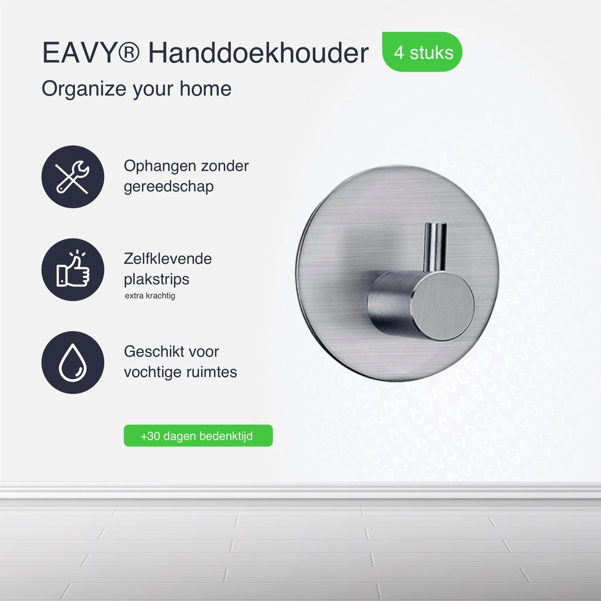 4x Handdoekhaakjes (Zelfklevend) Van RVS Zilver – Zelfklevende Haakjes – Wandhaak – Handdoekhouder – Ophanghaken Voor Keuken Of Badkamer (Accessoires) 2 4x Handdoekhaakjes (Zelfklevend) Van RVS Zilver – Zelfklevende Haakjes – Wandhaak – Handdoekhouder – Ophanghaken Voor Keuken Of Badkamer (Accessoires) - Afbeelding 2