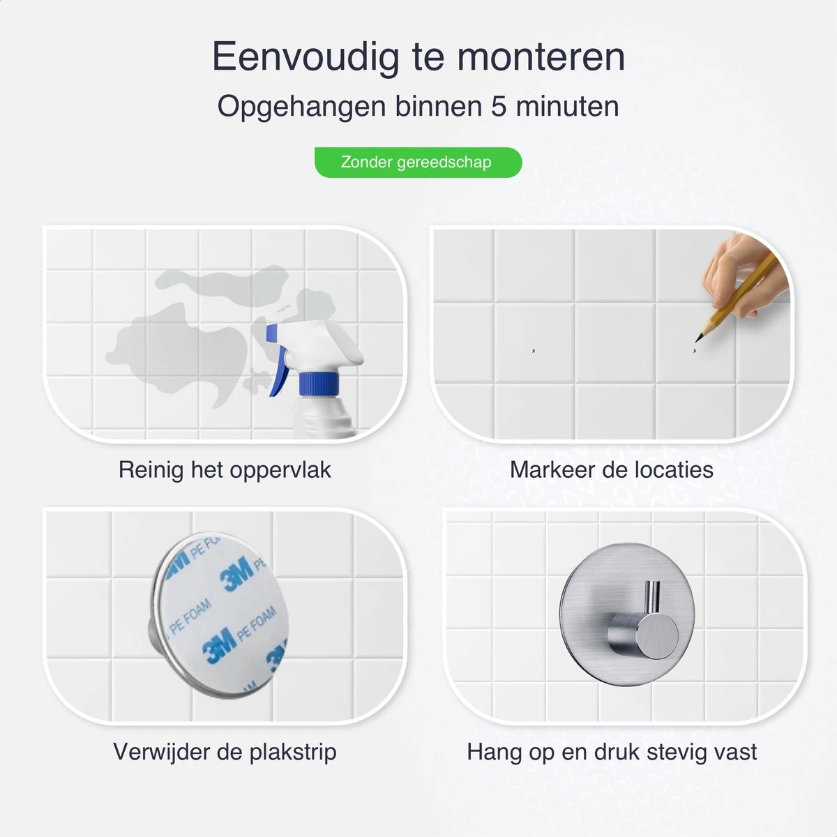 4x Handdoekhaakjes (Zelfklevend) Van RVS Zilver – Zelfklevende Haakjes – Wandhaak – Handdoekhouder – Ophanghaken Voor Keuken Of Badkamer (Accessoires) 5 4x Handdoekhaakjes (Zelfklevend) Van RVS Zilver – Zelfklevende Haakjes – Wandhaak – Handdoekhouder – Ophanghaken Voor Keuken Of Badkamer (Accessoires) - Afbeelding 5