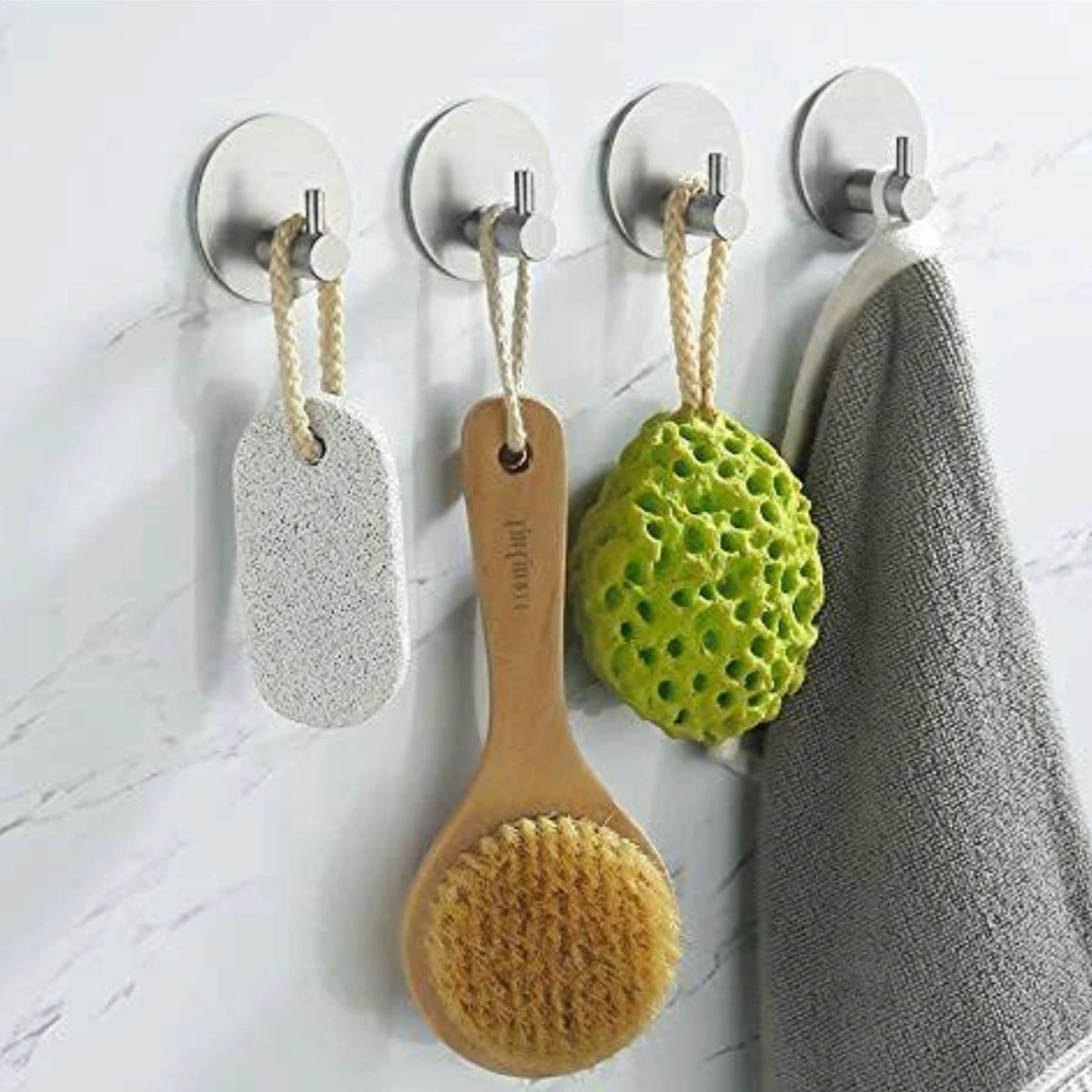 4x Handdoekhaakjes (Zelfklevend) Van RVS Zilver – Zelfklevende Haakjes – Wandhaak – Handdoekhouder – Ophanghaken Voor Keuken Of Badkamer (Accessoires) 8 4x Handdoekhaakjes (Zelfklevend) Van RVS Zilver – Zelfklevende Haakjes – Wandhaak – Handdoekhouder – Ophanghaken Voor Keuken Of Badkamer (Accessoires) - Afbeelding 8