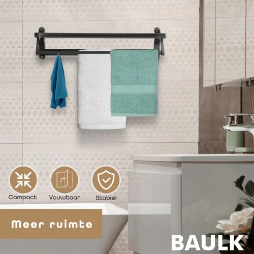 Baulk® - Droogrek – Handdoekrek – Droogrek Hangend – Inklapbaar - Badkamer – RVS – Zwart – Modern – Dutch Design 11 Baulk® - Droogrek – Handdoekrek – Droogrek Hangend – Inklapbaar - Badkamer – RVS – Zwart – Modern – Dutch Design -Badkamer Kast Winkel 1200x1200 844