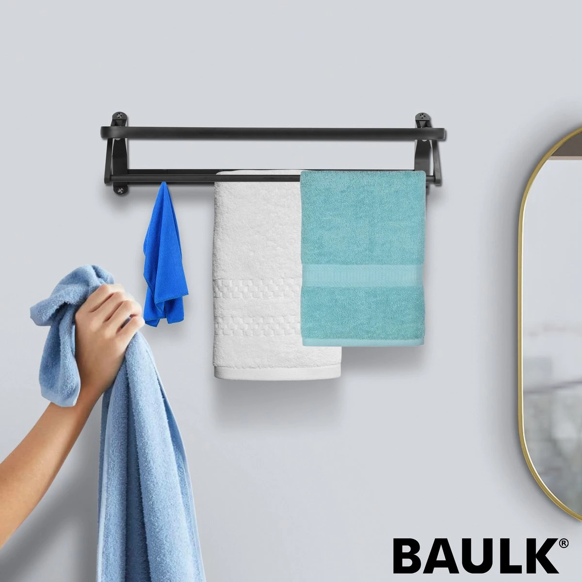Baulk® - Droogrek – Handdoekrek – Droogrek Hangend – Inklapbaar - Badkamer – RVS – Zwart – Modern – Dutch Design 7 Baulk® - Droogrek – Handdoekrek – Droogrek Hangend – Inklapbaar - Badkamer – RVS – Zwart – Modern – Dutch Design - Afbeelding 7