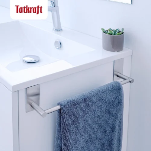 Tatkraft John - Zelkflevende Handdoekstang - Vaatdoek/Keukengerei/Handdoeken Stang Houder Rek Handdoekenrek Muur Steun - Wand Ophangsysteem Voor In De Keuken/Badkamer/Keukenkast - Handdoekrek Handdoekenstang - Zonder Boren - Geborsteld RVS - 40CM -Badkamer Kast Winkel 1200x1200 876