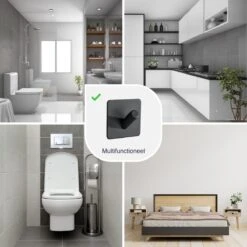 4x Handdoekhaakjes (Zelfklevend) Van RVS Zwart – Zelfklevende Haakjes – Wandhaak – Handdoekhouder – Ophanghaken Voor Keuken Of Badkamer -Badkamer Kast Winkel 1200x1200 882