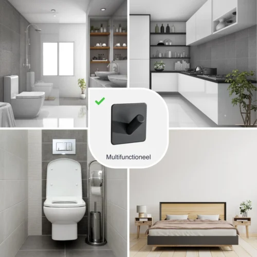 4x Handdoekhaakjes (Zelfklevend) Van RVS Zwart – Zelfklevende Haakjes – Wandhaak – Handdoekhouder – Ophanghaken Voor Keuken Of Badkamer -Badkamer Kast Winkel 1200x1200 882